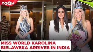 Miss World Karolina Bielawska gets a GRAND welcome as she arrives in India