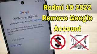 Xiaomi Redmi 10 2022 (21121119SG), Remove Google Account, Bypass FRP, Without PC.