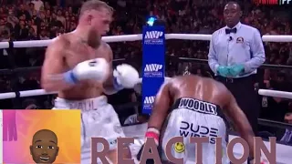 REACTION TO Jake Paul KNOCKING OUT Tyrone Woodley in Round 6 in SLO MO
