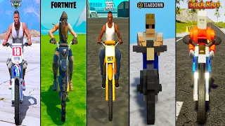 GTA 5 DIRTBIKE VS FORTNITE DIRTBIKE VS GTA SA DIRTBIKE VS TEARDOWN VS BRICK RIGS - WHICH IS BEST?