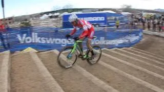 Cody "The Kid" Kaiser defies gravity and hops up the Belgian stairs at the 2014 Cyclocross Nationals