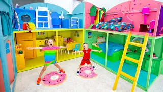 Five Kids Daily Routine in Incredible Giant Dollhouse