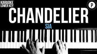 Sia - Chandelier Karaoke SLOWER Acoustic Piano Instrumental Cover Lyrics LOWER KEY