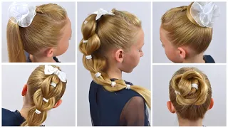 4 cute 3-MINUTE hairstyles for busy morning! Quick and easy hairstyles for school! LittleGirlHair