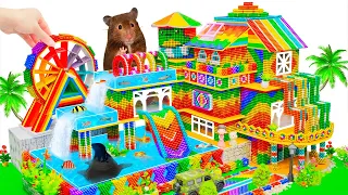 Rescue Abandoned Hamster Building Villa House And Fish Pond For Catfish By Magnetic Balls-ASMR Video