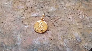 24k solid gold Arch Angel Saint Michael pendant 999 purity www.estherleejewel.com