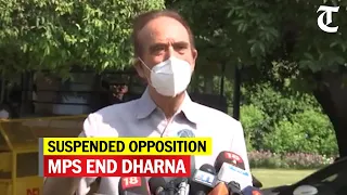 Suspended Opposition MPs end dharna in Parliament after Azad announces boycott of proceedings