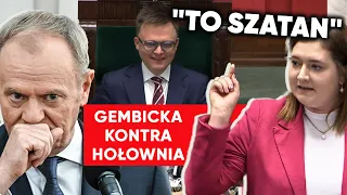 Nazwał Tuska "szatanem". Gembicka uderzyła w Hołownię. Błyskawiczna riposta marszałka