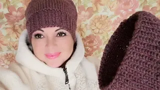 ПРОСТЕЙШАЯ ШАПКА спицами из шерсти ЯКА за пару часов 🧶👍 #шапкаспицами #шерстьяка