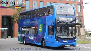 FULL ROUTE VISUAL | Reading Buses: Royal Blue 33 | Central Reading - Turnhams Farm - Central Reading
