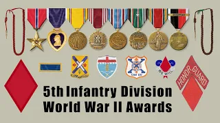 5th Infantry “Red Diamond” Division, World War 2 Veterans' Patch, Crest,  Medals and Unit Awards!