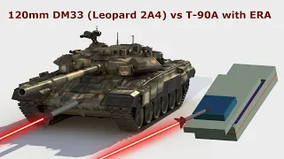 120mm DM33 (Leopard 2A4) vs T-90A with ERA | Armor Penetration Simulation