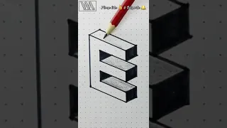 3D Letter  E Drawing || How  to draw letter E in 3d || Window Art #3d #letter #E