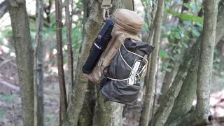 camp with mora garberg knife and pathfinder bottle bag