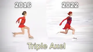 ALL the Triple Axel attempts of Alexandra Trusova (2016 - 2022) will she land it at the olympics !