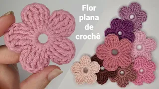 Flor plana de crochê - AULA FÁCIL