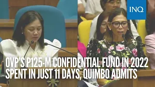 OVP’s P125-M confidential fund in 2022 spent in just 11 days, Quimbo admits
