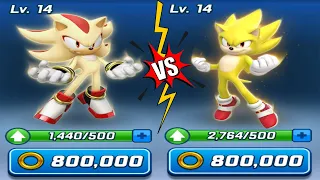 Sonic Forces - Both Super Characters on Level 14 Upgraded: Super Shadow vs Movie S Sonic - Gameplay