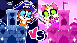 Pink VS Black Castle💖Playhouse Challenge, Secret Room & More Funny Kids Cartoons😻Purr-Purr Stories