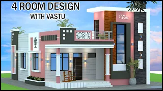 32x42 West Facing  4 Room 3D House Design With Vastu | Modern Villa Design | Gopal Architecture