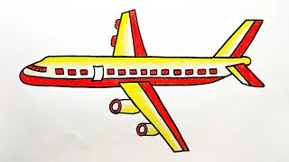 Aeroplane drawing।। How to draw aeroplane step by step।। Aeroplane drawing and colours ......
