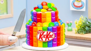 Rainbow Buttercream Cake 🌈 AMAZING Miniature Rainbow KITKAT Cake Decorating Tutorial Frosting