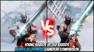 YOUNG KRATOS VS OLD KRATOS BLADES OF OLYMPUS GAMEPLAY COMPARISON | GOW RAGNAROK NG+