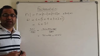 The formula of Factorial of a number n