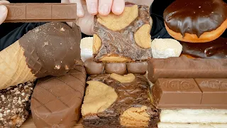 ASMR CHOCOLATE DESSERT MUKBANG | Mochi Ice Cream, Peanut Butter Cookie Brownie & Cream Donut