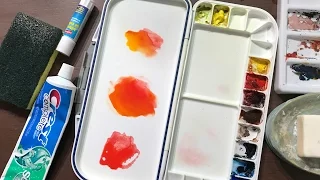 Basics #22 - Three ways to keep your watercolors from beading up on a plastic palette