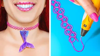 DIY MERMAID JEWELRY || Awesome 3D Pen & Epoxy Resin Hacks by 123GO! CHALLENGE