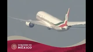 Salida del avión presidencial hacia California para su venta