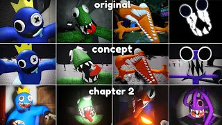 Original vs Custom vs NEW Chapter 2 Concepts JUMPSCARES in Rainbow Friends [ROBLOX]