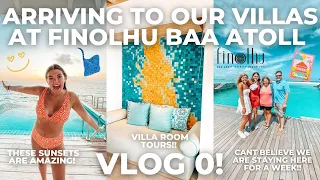 ARRIVING TO OUR VILLAS AT FINOLHU | villa tours, food, sunsets & dolphin cruise | MALDIVES VLOG 0