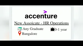 New Associate-HR/Any Graduate Fresher/ Accenture