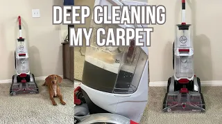 DEEP CLEAN MY CARPET WITH ME: Hoover Carpet Cleaner + Very Satisfying!!