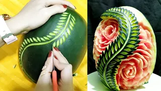 How To Make Easy Watermelon Carving | Beautiful Ross Flower Carving | February 16, 2024