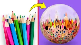 La Magie de la Résine Époxy : Une Sphère Transparente Remplie de Crayons de Couleurs