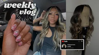 WEEK IN MY LIFE / MAINTENANCE VLOG | wig maintenance, biab nails, skin care routine, 1K giveaway!