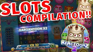 SLOTS BONUS COMPILATION - Reactoonz 2, Lil Devil, Bonanza Megaways, £5 Rise of Merlin Bonus + more