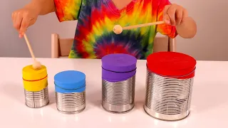 FINE MOTOR SKILL CRAFT IDEA: Tin Can Drums | Easy Toddler Craft Activity