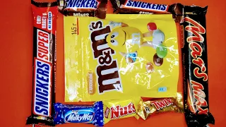 🍡 Unpacking Candies ASMR 🍲 Unpacking M&M's, Mars MAX, Snickers SUPER, Nuts, MilkyWay