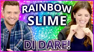 DIY NEON RAINBOW SLIME?! Di Dare w/ Justin Timberlake and Anna Kendrick