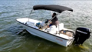 Water hits the Wild Blue Whaler, and the Whaler hits the water! Boston whaler 130 sport