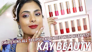 *NEW Kay Beauty Matte Drama lipsticks LIP SWATCHES, Wear test and Review