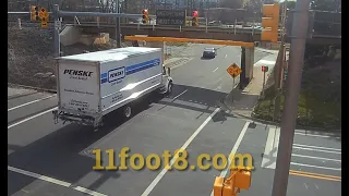 Speeding truck runs red light and hits the 11foot8+8 bridge