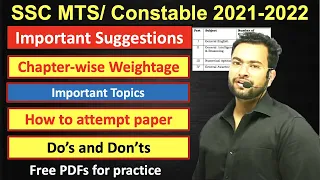 SSC MTS & constable 2021-22 chapter-wise weightage| Syllabus| Strategy to attempt exam