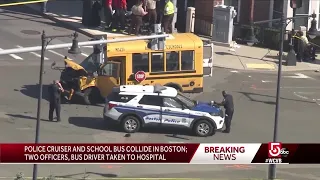 School bus, police cruiser collide in Boston