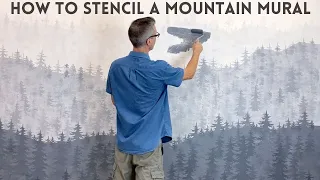 How To Stencil a Mountain Mural With Wall Stencils In A Few Hours! [ FULL TUTORIAL ]