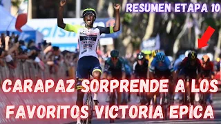 RESUMEN ETAPA 10 DE L GIRO DE ITALIA 2022/ATAQUE DE CARAPAZ Y GIRMAY SORPRENDE